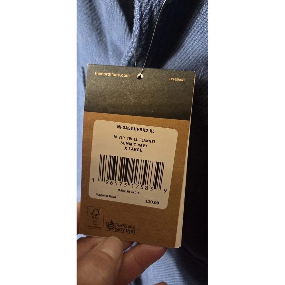 The North Face XL Twill Flannel Summit Navy NWT Mountains, Bonfires, Hiking